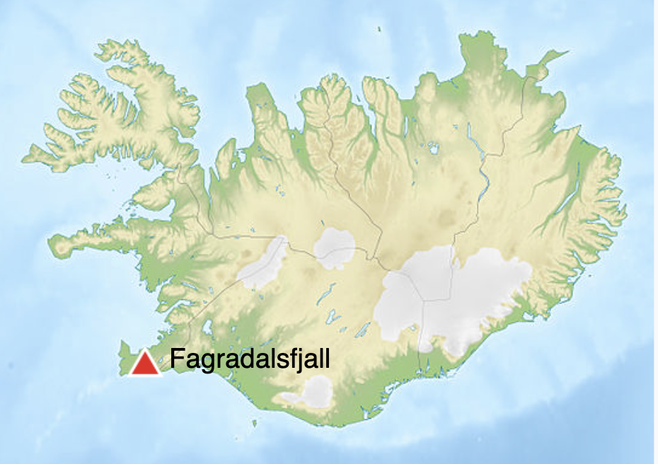 Map showing locatioin of volcano.